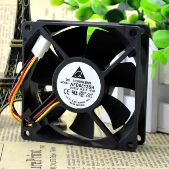 Alt view image 3 of 5 - Original Delta Fan AFB0812SH F00 12V 0.51A 8025 Double Ball Speed Fan