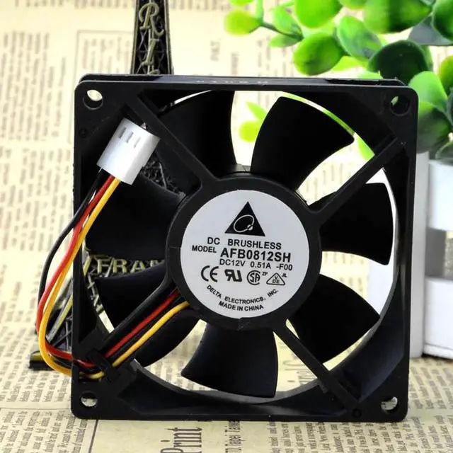 Alt view image 5 of 5 - Original Delta Fan AFB0812SH F00 12V 0.51A 8025 Double Ball Speed Fan