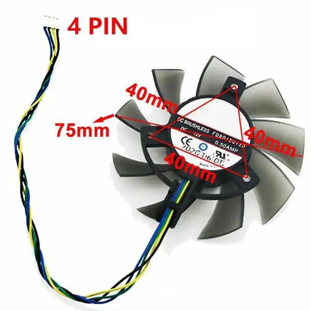 Alt view image 3 of 6 - Graphics Card Cooling Fans Suitable forASUS Phoenix GTX 1650 4GB OC V2 Series Desktop FD8015U12D 75mm 12V 0.50A 4Pin Video Card Cooler Fans GPU Fan