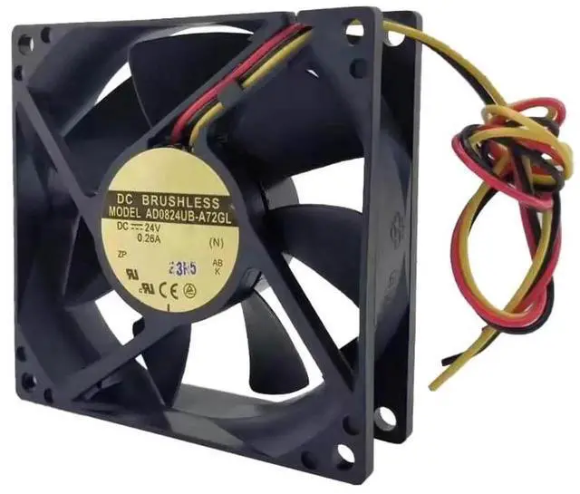 Alt view image 2 of 5 - DC24V 0.26A AD0824UB-A72GL 8025 8cm 3-wire inverter cooling fan