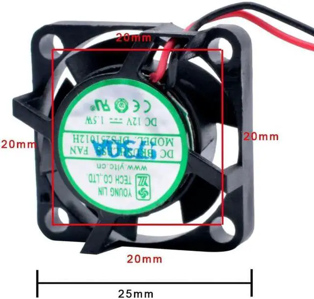 Alt view image 4 of 4 - DFS251012H 2.5cm 25mm 25x25x10mm DC12V 1.5W 2 wires mini router projector heat sink cooling fan