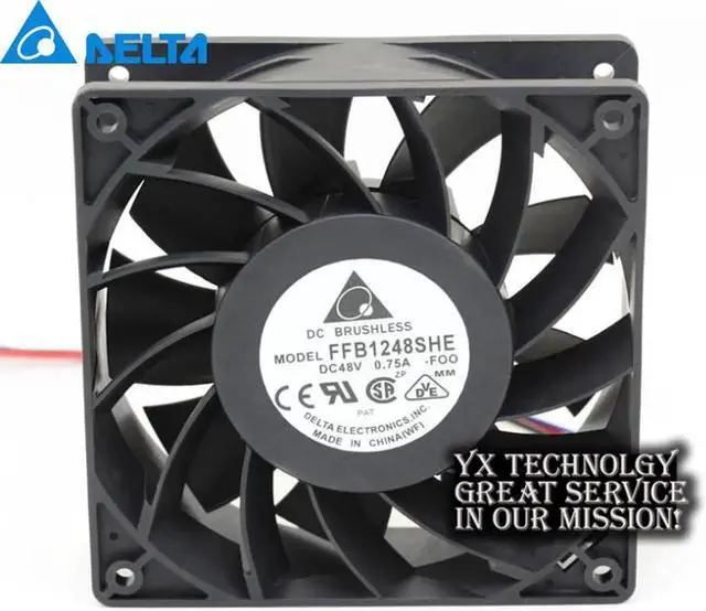 Main image of Delta and in FFB1248SHE 12038 12 cm 48v 0.57A double ball speed cooling fan 120*120*38mm