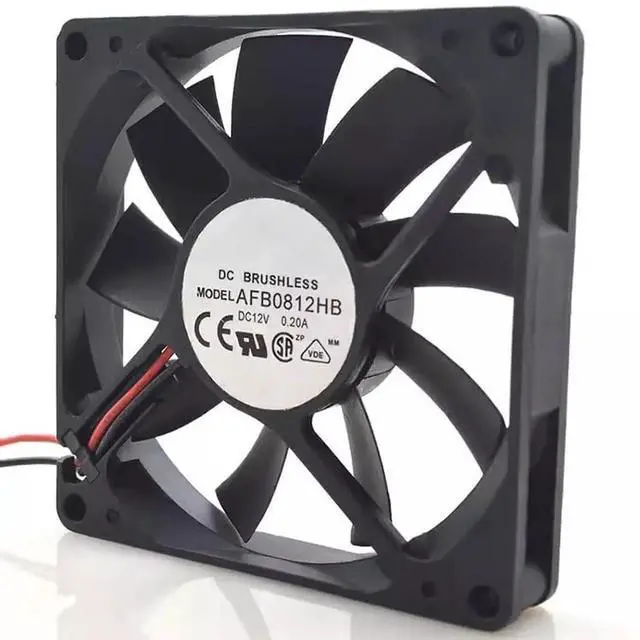 Alt view image 2 of 3 - DC12V 0.20A AFB0812HB 8015 8cm 2-wire dual ball bearing chassis cooling fan