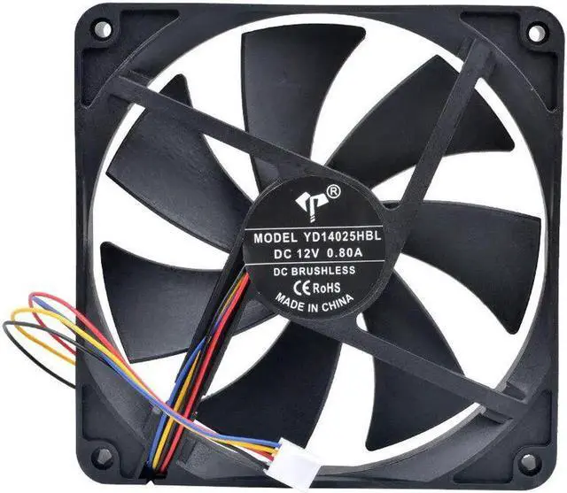 Alt view image 4 of 4 - YD14025HBL 14cm 140mm fan 140x140x25mm DC12V 0.80A 4pin pwm high airflow cooling fan for case power supply