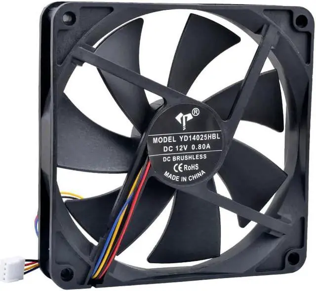 Main image of YD14025HBL 14cm 140mm fan 140x140x25mm DC12V 0.80A 4pin pwm high airflow cooling fan for case power supply