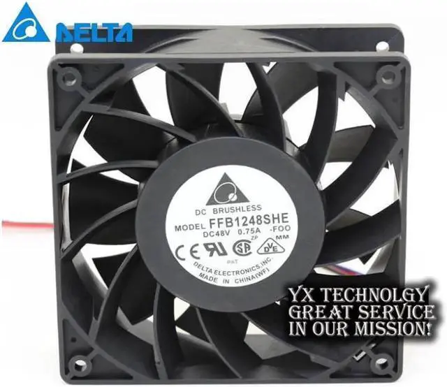 Alt view image 2 of 6 - Delta New and Original in FFB1248SHE 12038 12 cm 48v 0.57A double ball speed cooling fan for 120*120*38mm