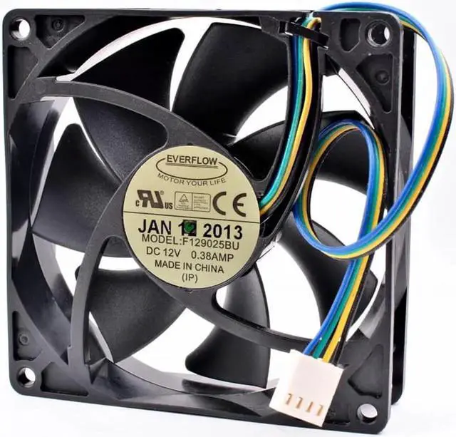 Alt view image 4 of 4 - EVERFLOW F129025BU 9cm 9025 12V 0.38A 4 lines pwm computer CPU chassis cooling fan