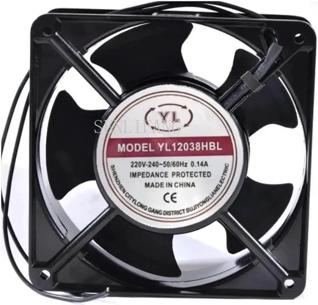 Main image of YL12038HBL AC 220V 240V 0.14A 50\/60HZ 2 Wires 12038 12cm 120*120*38mm Waterproof Axial Cooling Fan