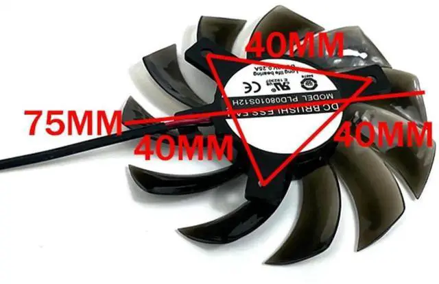 Alt view image 4 of 6 - Graphics Card Cooling Fans Suitable forEVGA GT 620 630 440 Series Desktop PLD08010S12H 75mm 12V 0.25A 2Pin Video Card Cooler Fans GPU Fan