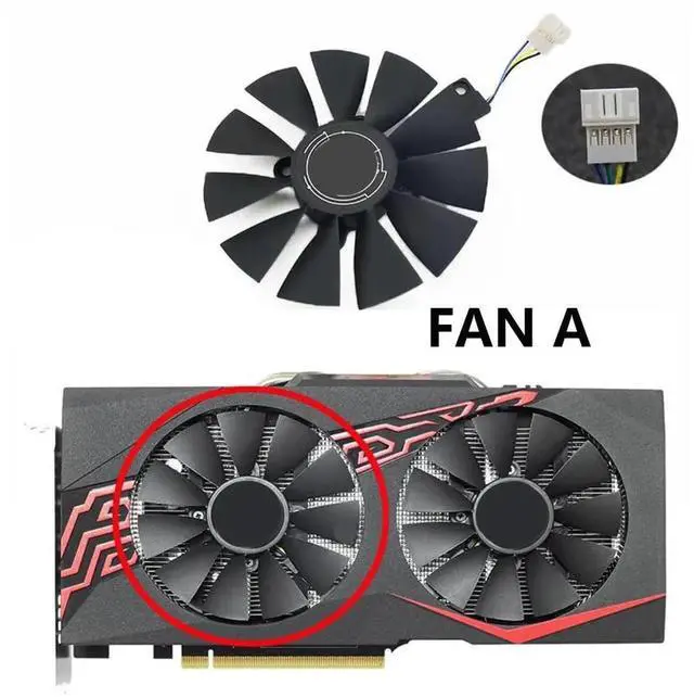 Alt view image 5 of 6 - Graphics Card Cooling Fans Suitable forASUS RX470 Mini Dual RX480 Expedition RX570 580 Expedition GTX1060 1070 Dual GTX1060 1070 Series Desktop FDC10U12S9-C 87mm 12V 0.45A 4Pin (Fan-A)