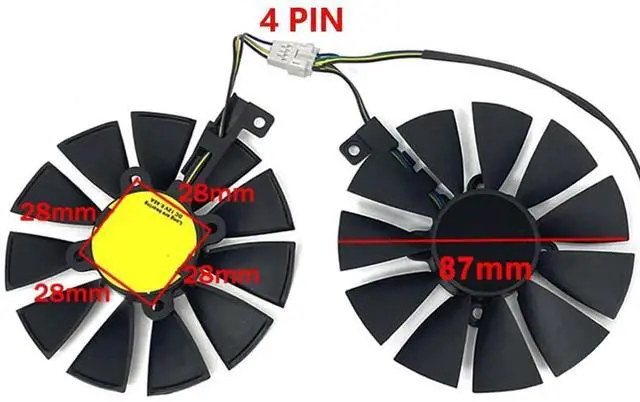 Alt view image 4 of 6 - Graphics Card Cooling Fans Suitable forASUS RX470 Mini Dual RX480 Expedition RX570 580 Expedition GTX1060 1070 Dual GTX1060 1070 Series Desktop FDC10U12S9-C 87mm 12V 0.45A 4Pin (Fan-A)