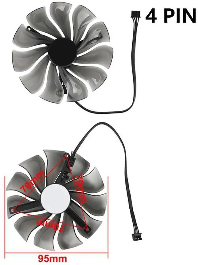 Alt view image 6 of 6 - Graphics Card Cooling Fans Suitable for MAXSUN RTX 2070 Super 2080 Super Jetstream Series Desktop GAA8S2U 95mm 12V 0.45A 4Pin Video Card Cooler Fans GPU Fan (Fan-A)