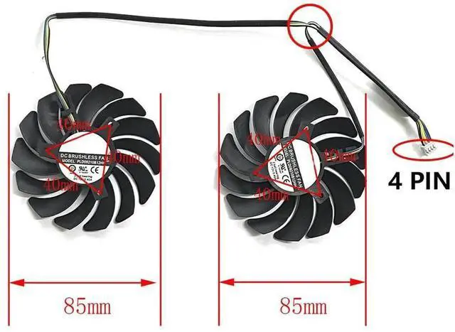 Alt view image 2 of 6 - Graphics Card Cooling Fans Suitable forMSI Radeon RX 5500 XT Gaming X Series Desktop PLD09210S12HH 85mm 12V 0.40A 4Pin Video Card Cooler Fans GPU Fan