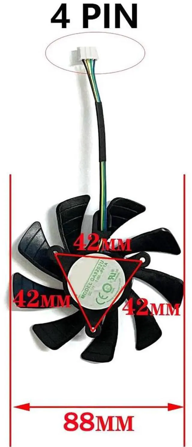 Alt view image 2 of 6 - Graphics Card Cooling Fans Suitable forLenovo forDELL GTX 1660 1660s 1660ti Series Desktop GA92S2U 88mm 12V 0.45A 4Pin Video Card Cooler Fans GPU Fan