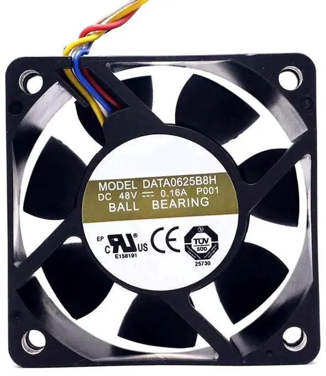 Alt view image 4 of 5 - DC48V 0.16A DATA0625B8H 6025 6cm 4-wire double ball bearing inverter cooling fan