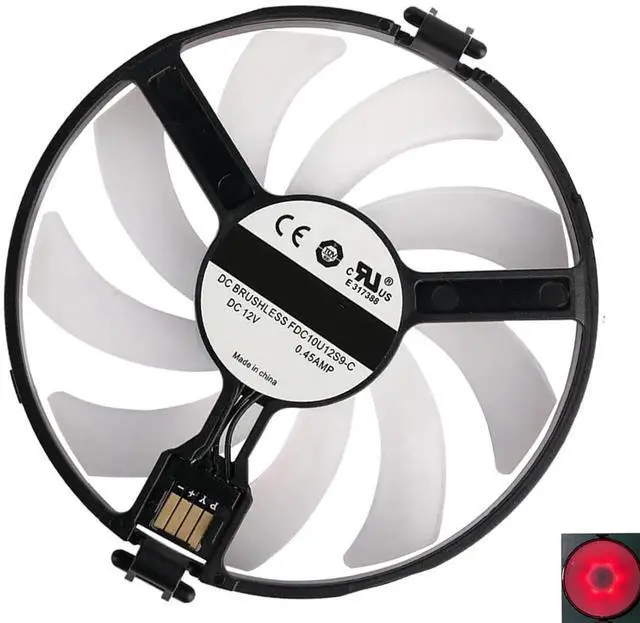 Alt view image 5 of 6 - Red LED Graphics Card Cooling Fans Suitable forXFX Radeon RX 470 480 RS RX 470D 570 RX 580 EDITIE Crimson Series Desktop FDC10U12S9-C (Red LED Fans) 93mm 12V 0.45A 4Pin GPU Fan (Fan-A)