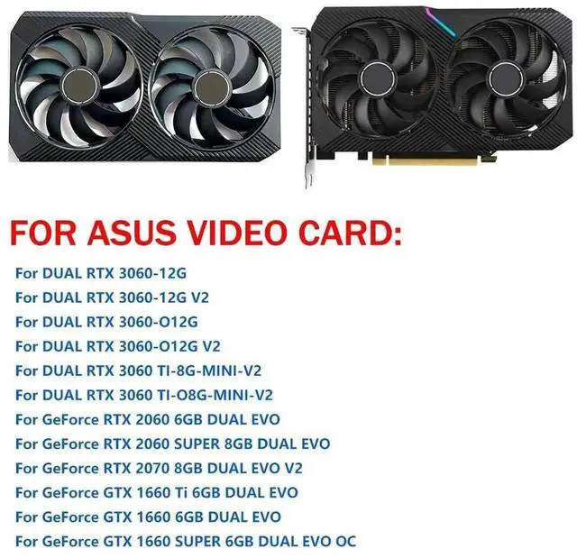 Alt view image 4 of 6 - Graphics Card Cooling Fan Replacement forASUS RTX 3060 3060Ti Mini Dual RTX 2060 2070Ti GTX1660Ti Dual EVO GTX1660 GTX1660 Super OC Gaming Series 90MM CF9010U12S 12V 0.45A 6PIN GPU Fans (Fan-A)