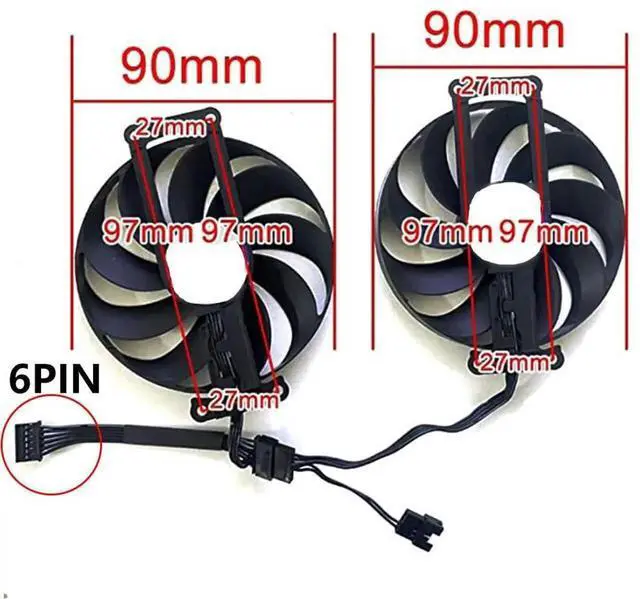Alt view image 2 of 6 - Graphics Card Cooling Fan Replacement forASUS RTX 3060 3060Ti Mini Dual RTX 2060 2070Ti GTX1660Ti Dual EVO GTX1660 GTX1660 Super OC Gaming Series 90MM CF9010U12S 12V 0.45A 6PIN GPU Fans (Fan-A)