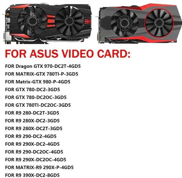 Alt view image 6 of 6 - Graphics Card Cooling Fans Suitable forASUS GTX 780 780TI 970 980 R9 280 280X 290 290X 390X Matrix Series Desktop FD10015H12S 95mm 12V 0.55A 5Pin Video Card Cooler Fans GPU Fan (Fan-B)