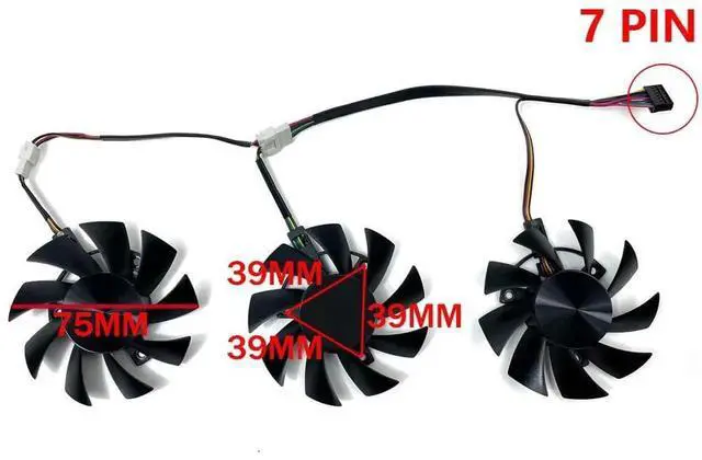 Alt view image 2 of 6 - Graphics Card Cooling Fans Replacement forASUS TUF3 TUF X3 RX 5700XT 5700 GTX 1660 1660S 1660TI Gaming Series PLA08015S12HH 75mm 12V 0.35A 7Pin Video Card Cooler Fans GPU Fan (Fan-B)
