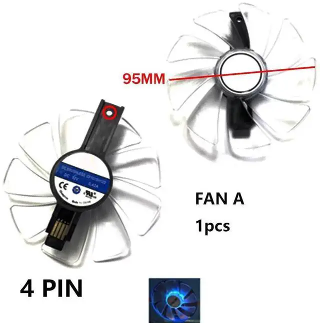 Alt view image 3 of 6 - Graphics Card LED Strip Cooling Fans Suitable forSapphire RX 590 580 570 480 470 Nitro/Nitro+ / Pulse Series Desktop CF1015H12D 95mm 12V 0.42A 4Pin Video Card Cooler Fans GPU Fan (Fan-A)