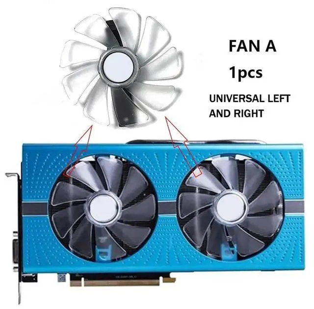 Alt view image 2 of 6 - Graphics Card LED Strip Cooling Fans Suitable forSapphire RX 590 580 570 480 470 Nitro/Nitro+ / Pulse Series Desktop CF1015H12D 95mm 12V 0.42A 4Pin Video Card Cooler Fans GPU Fan (Fan-A)