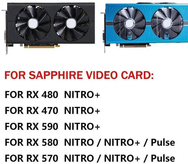 Alt view image 5 of 6 - Graphics Card LED Strip Cooling Fans Suitable forSapphire RX 590 580 570 480 470 Nitro/Nitro+ / Pulse Series Desktop CF1015H12D 95mm 12V 0.42A 4Pin Video Card Cooler Fans GPU Fan (Fan-A)