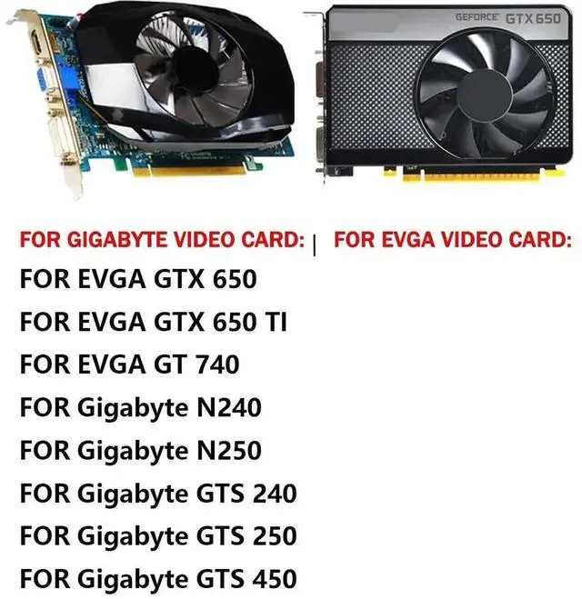 Alt view image 4 of 6 - Graphics Card Cooling Fans Suitable forEVGA GTX 650 650TI GT 740 forGigabyte N240 N250 GTS 240 250 450 Series Desktop T128015SH 75mm 12V 0.32A 2Pin Video Card Cooler Fans GPU Fan