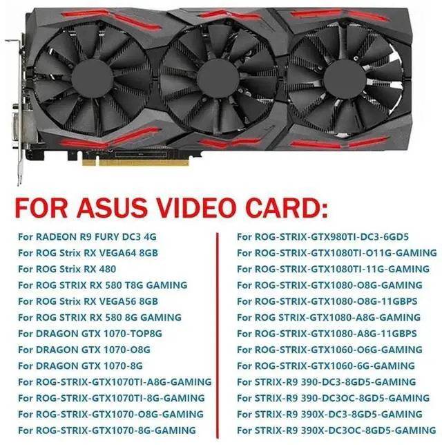 Alt view image 3 of 5 - Graphics Card Cooling Fan Replacement forASUS ROG Strix GTX 1060 1070 1070Ti 1080 1080Ti RX 570 580 480 Dragon GTX1070 Gaming Series PLD09210S12HH 85mm 12V 0.4A 6Pin Video Card Cooler Fans (Fan-A)
