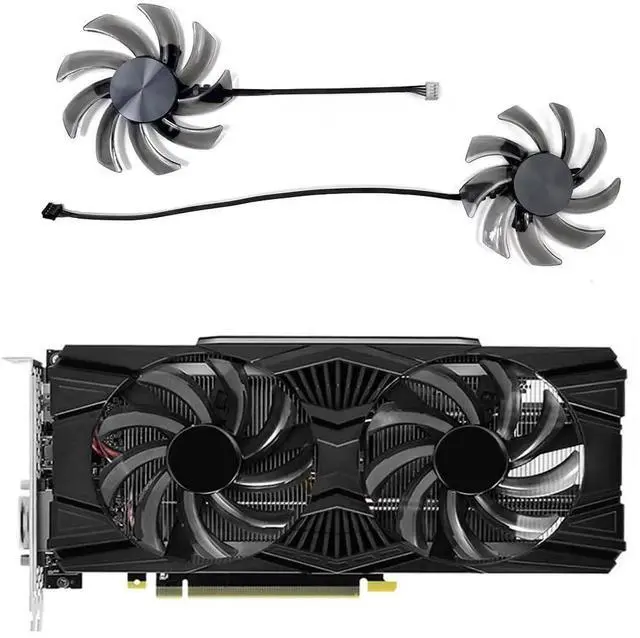 Alt view image 3 of 6 - Graphics Card Cooling Fans Suitable forPNY forPalit RTX 2060 2060S 2070 GTX 1660 1660Ti 1660S Dual Fan Series Desktop GA91S2U 85mm 12V 0.40A 4Pin Video Card Cooler Fans GPU Fan (2PCS)