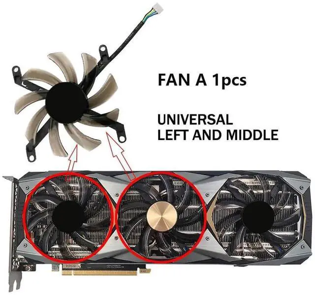 Alt view image 4 of 5 - Graphics Card Cooling Fans Suitable for MAXSUN RTX 2080 2080ti Wind OC V2 Series Desktop T129215SU 85mm 12V 0.50A 4Pin Video Card Cooler Fans GPU Fan (Fan-A)