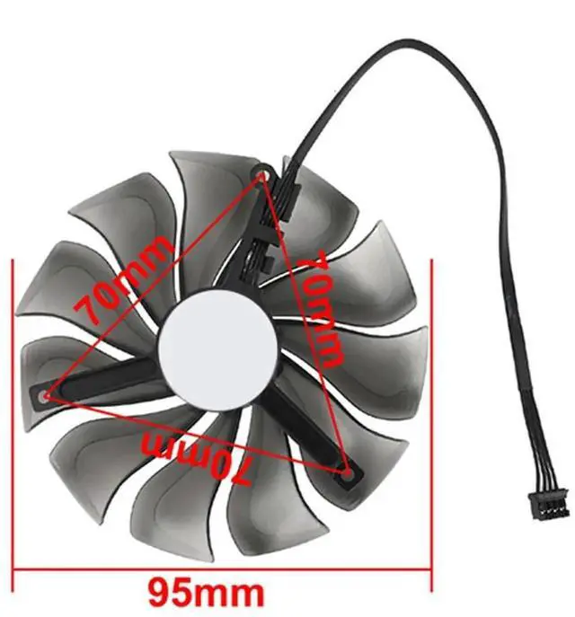 Alt view image 6 of 6 - Graphics Card Cooling Fans Suitable forPalit RTX 2060S 2070 2070S 2080 2080S GameRock/Jetstream JS GR GP GRP Series Desktop GAA8S2U 95mm 12V 0.45A 4Pin Video Card Cooler Fans GPU Fan (Fan-A)
