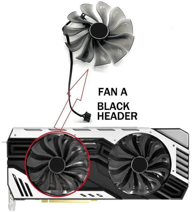 Alt view image 3 of 6 - Graphics Card Cooling Fans Suitable forPalit RTX 2060S 2070 2070S 2080 2080S GameRock/Jetstream JS GR GP GRP Series Desktop GAA8S2U 95mm 12V 0.45A 4Pin Video Card Cooler Fans GPU Fan (Fan-A)