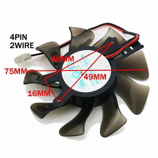 Alt view image 3 of 6 - Graphics Card Cooling Fans Suitable forGalax GeForce GTX 630 640 650 650ti 730 740 750 750TI KFA2 Series Desktop GA82O2M 75mm 12V 0.28A 4Pin 2Wires Video Card Cooler Fans GPU Fan