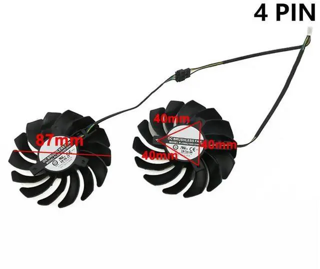 Alt view image 3 of 6 - Graphics Card Cooling Fans Suitable forMSI Radeon RX 5600XT 5700XT 5700 MECH Series Desktop PLD09210S12HH 87mm 12V 0.40A 4Pin Video Card Cooler Fans GPU Fan (2PCS)