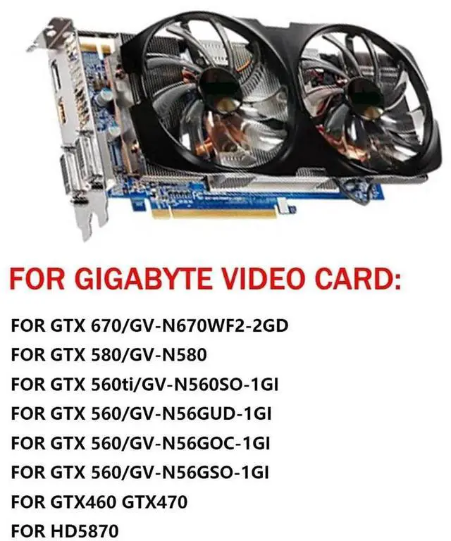 Alt view image 4 of 6 - Graphics Card Cooling Fans Suitable forGigabyte GV N560 N560OC N670 GTX 670 580 560 560ti 460 470 HD5870 Series Desktop 75mm T128010SM 12V 0.20A 3Pin Video Card Cooler Fans GPU Fan