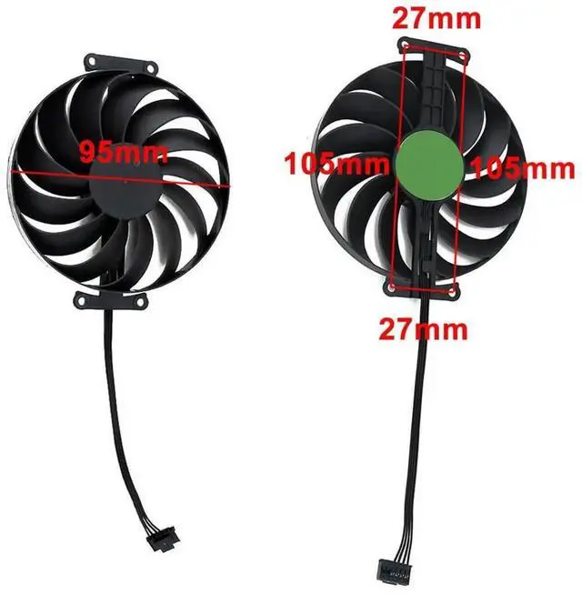 Alt view image 3 of 6 - Graphics Card Cooling Fans Suitable forASUS Phoenix PH GTX 1650 RTX 3050 3060 RX 6400 Series Desktop T129215BU 95mm 12V 0.5A 6 Pin 4 Wires Video Card Cooler Fans GPU Fan