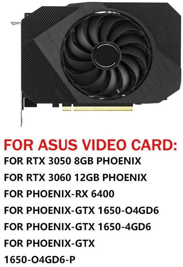 Alt view image 5 of 5 - Graphics Card Cooling Fans Suitable forASUS Phoenix GTX 1650 RTX 3050 3060 RX 6400 Series FDC10U12D9-C 95mm 12V 0.45A 6 Pin 4 Wires Desktop Video Card Cooler Fans GPU Fan