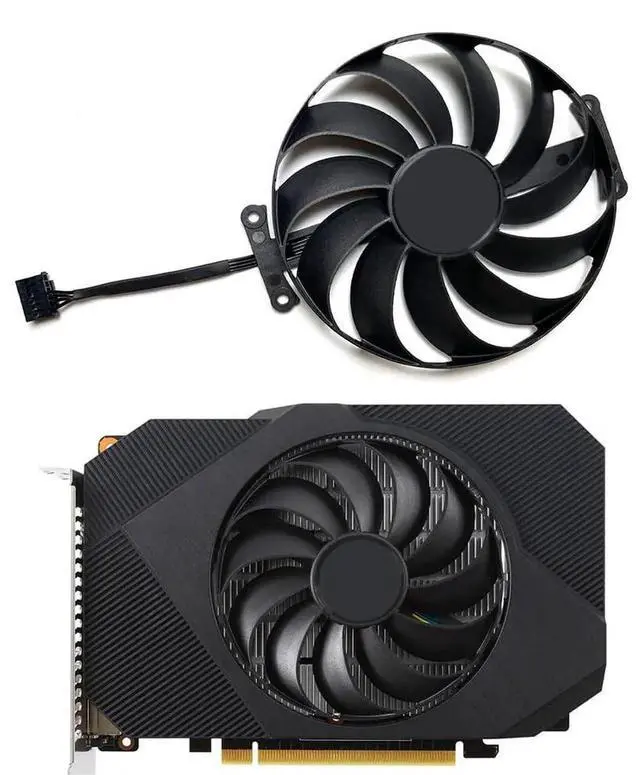 Alt view image 2 of 5 - Graphics Card Cooling Fans Suitable forASUS Phoenix GTX 1650 RTX 3050 3060 RX 6400 Series FDC10U12D9-C 95mm 12V 0.45A 6 Pin 4 Wires Desktop Video Card Cooler Fans GPU Fan