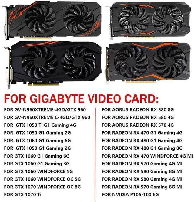 Alt view image 4 of 6 - Graphics Card Cooling Fans Suitable forGigabyte P106 GTX 1050 1050ti 1060 1070 1070Ti 960 RX 470 480 570 580 Gaming Series Desktop T129215SU 88mm 12V 0.50A 4Pin Video Card Cooler Fans GPU Fan (2PCS)