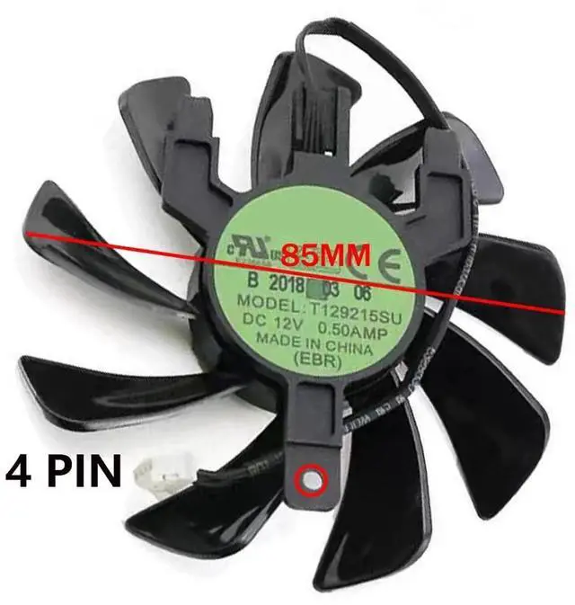 Alt view image 2 of 6 - Graphics Card Cooling Fans Suitable forSapphire RX 470D Gold OC RX 470D Platinum OC RX 570 Pulse ITX Series Desktop T129215SU 85mm 12V 0.5A 4Pin Video Card Cooler Fans GPU Fan