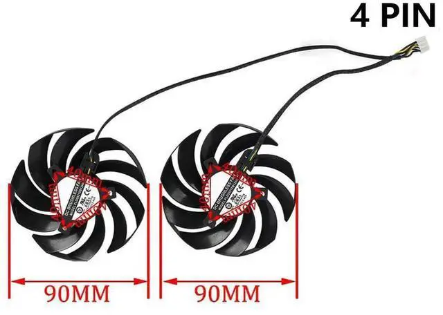 Alt view image 6 of 6 - Graphics Card Cooling Fans Suitable forMSI RX 6800 6800XT 6900XT RTX 3060 3060TI 3070 3070TI 3080 3080TI 3090 Gaming X Trio Series Desktop PLD09210S12HH 90mm 0.40A 4Pin (Fan-A)