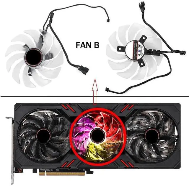 Alt view image 6 of 6 - Graphics Card Cooling Fans Suitable forASROCK RX 6600XT 6650XT 6700XT 6800 6800XT 6900XT 6950XT Phantom Gaming D OC Series Desktop FDC10H12S9-C 87mm 12V 0.35A 4Pin Video Card Cooler Fans (Fan-B)