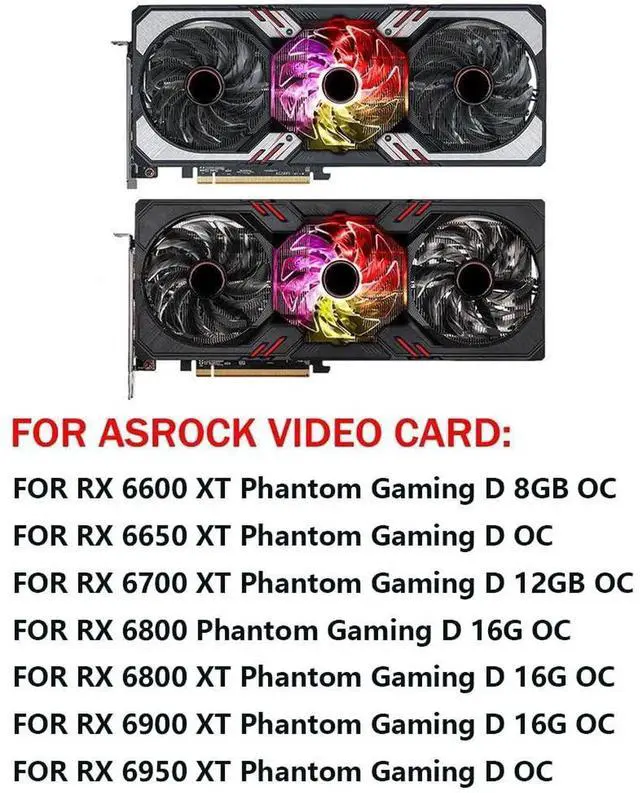 Alt view image 4 of 6 - Graphics Card Cooling Fans Suitable forASROCK RX 6600XT 6650XT 6700XT 6800 6800XT 6900XT 6950XT Phantom Gaming D OC Series Desktop FDC10H12S9-C 87mm 12V 0.35A 4Pin Video Card Cooler Fans (Fan-B)