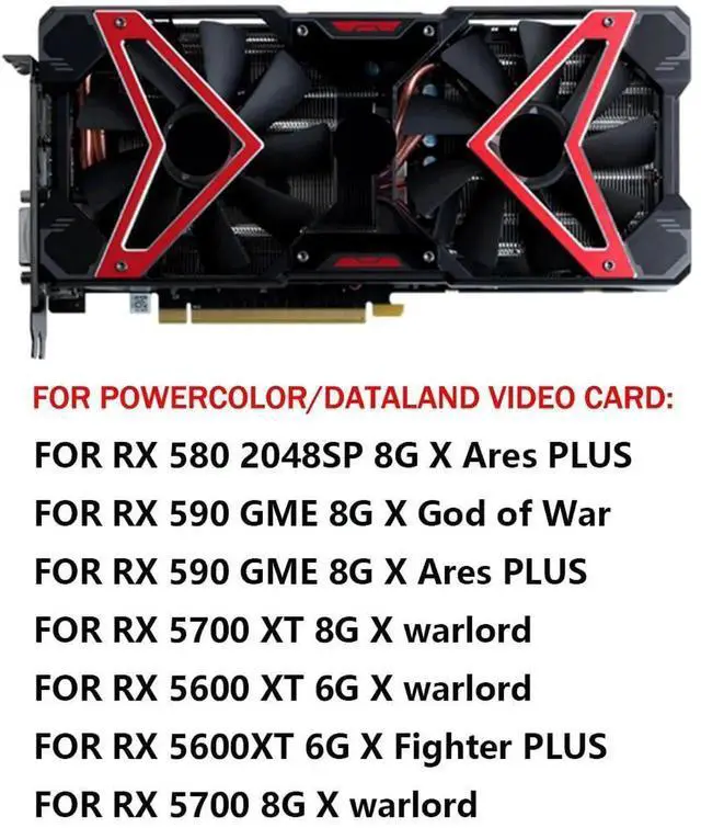 Alt view image 6 of 6 - Graphics Card Cooling Fans Suitable forPowerColor forDATALAND RX 580 590 5700 5700XT 5600XT X Warlord X Ares Plus Series Desktop GAA8S2U 100mm 12V 0.45A 4Pin Video Card Cooler Fans (Fan-A)