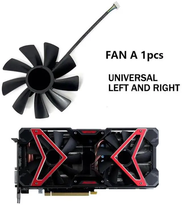 Alt view image 3 of 6 - Graphics Card Cooling Fans Suitable forPowerColor forDATALAND RX 580 590 5700 5700XT 5600XT X Warlord X Ares Plus Series Desktop GAA8S2U 100mm 12V 0.45A 4Pin Video Card Cooler Fans (Fan-A)