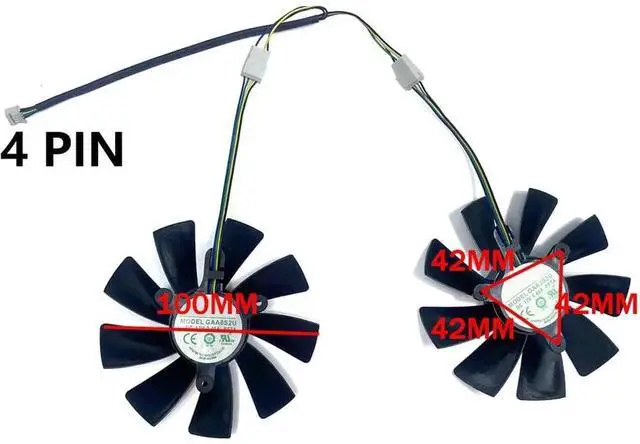 Alt view image 2 of 6 - Graphics Card Cooling Fans Suitable forPowerColor forDATALAND RX 580 590 5700 5700XT 5600XT X Warlord X Ares Plus Series Desktop GAA8S2U 100mm 12V 0.45A 4Pin Video Card Cooler Fans (Fan-A)