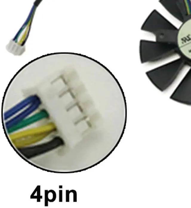 Alt view image 6 of 6 - 4Pin Graphics Card Cooling Fans Suitable forASUS Strix GTX 1060 960 950 750ti EX GTX 1050 1050Ti R9 370 Series Desktop T128010SH 75mm 12V 0.25A 4PIN Video Card Cooler Fans GPU Fan