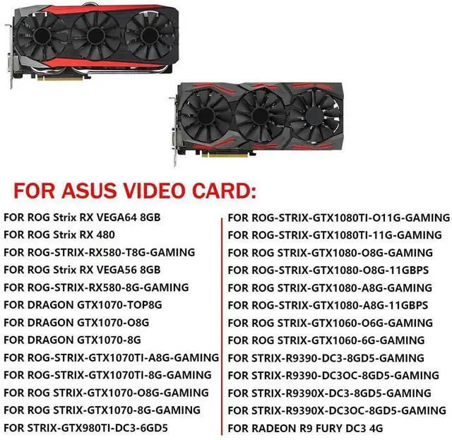 Alt view image 3 of 6 - Graphics Card Cooling Fans Suitable forASUS ROG Strix RX VEGA64 VEGA56 RX 480 580 GTX 980TI 1060 1070 1070Ti 1080 1080Ti Series Desktop PLD09210S12HH 87mm 12V 0.40A 6Pin (Fan-B)