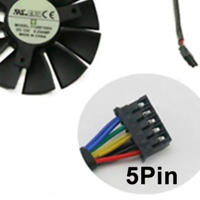 Alt view image 2 of 6 - 5Pin Graphics Card Cooling Fans Suitable forASUS R9 370 Strix GTX 1060 1050 1050Ti 960 950 750ti Series Desktop T128010SH 12V 75mm 0.25A 5Pin Video Card Cooler Fans GPU Fan